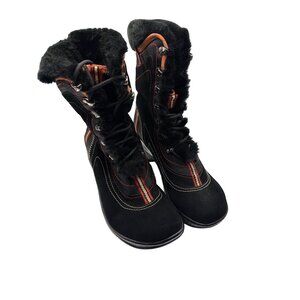 J-41 Pacific Black Fur-Lined Lace-Up Mid-Calf Winter Boots Women's  size 6